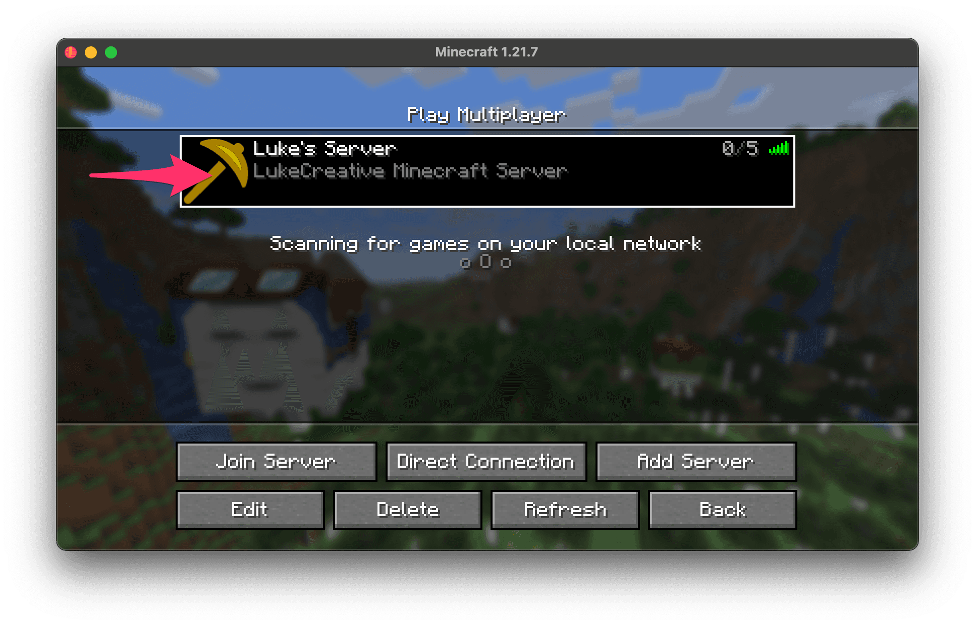 Click the Join Server button